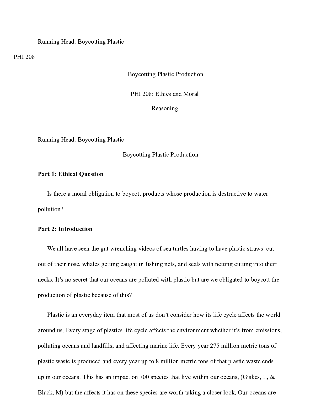 Preview image of Boycotting Plastic Production week 1 .docx(1) document